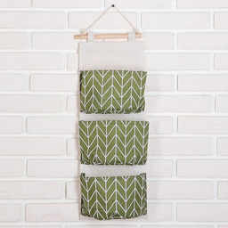 Органайзер подвесной с карманами Доляна «Зигзаг», 3 отделения, 18.8×59.5 см, цвет зелёный