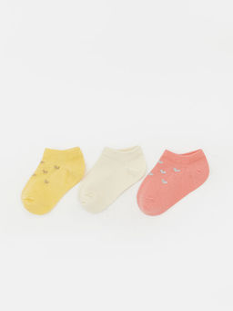 Kalp Bask?l? K?z Bebek Patik ?orap 3l?