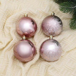 Ёлочные игрушки Классика, шары новогодние, набор 4 шт., d=8 см, нежно - розовый