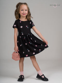 Платье Лето тюльпаны на черном