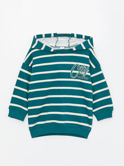 Kap??onlu Uzun Kollu ?izgili Erkek Bebek Sweatshirt