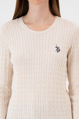 Kad_n Krem Melanj Bisiklet Yaka Basic Kazak Sepette S_rpriz _ndirim - U.s. polo assn фото 6