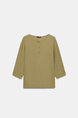 CAMISETA CUELLO PANADERO ALGOD?N / Khaki