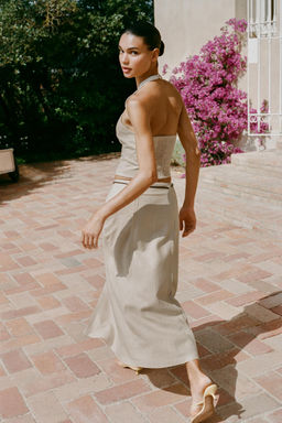 LINEN BLEND MIDI SKIRT WITH BELT - Zara фото 2