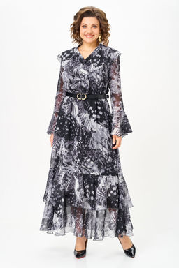 Платье Anastasia Mak 1280 серый+черный мультиколор