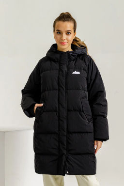 Пуховик удлиненный без капюшона Черный