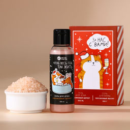 Подарочный набор новогодний «За нас с вами»: гель для душа 100 мл и соль для ванны 100 г, Чистое счастье