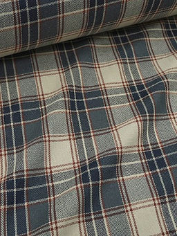 Фуле Клетка цв.серый/бежевый/чернильно-синий, ш.1.45м, хлопок-100%, 150гр/м.кв