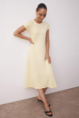 Kahverengi Ay Kol A-line/Can Ac?lan Bisiklet Yaka Maxi Orme Elbise TWOSS25EL00898 - Trendyolmilla фото 11