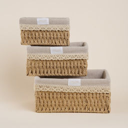 Корзины для хранения SL Home, плетёные, ручной работы, 3 шт: 18129,5, 2216,510,5, 262011,5