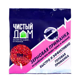 Цена за 6 шт. Зерновая приманка от крыс и мышей Чистый дом 100 г