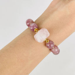 Браслет из мадагаскарского Розового кварца 18 см