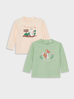 Bisiklet Yaka Uzun Kollu K?z Bebek Ti??rt 2li