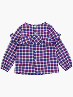 Блузка для девочки в клетку UD 4952 сирень клетка - Mini maxi фото 15