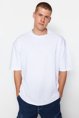 Beyaz Oversize/Geni_ Kesim K_sa Kol Mistik Bask_l_ %100 Pamuklu T-Shirt TMNSS23TS00236 - Trendyolmilla фото 2