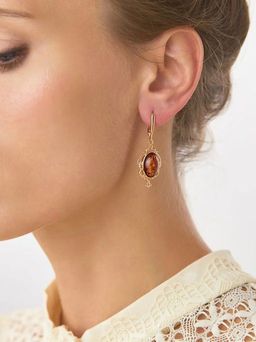 Ажурные серьги из серебра с позолотой и янтаря Кармен - Амберхолл фото 3