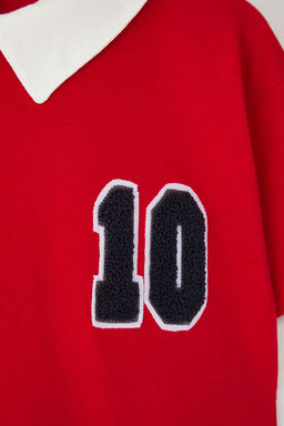 K?rm?z? K?z Cocuk %100 Pamuk Nak?sl? Gomlek Yaka K?sa Kol K?sa Orme Elbise TKDSS25EL00090 - Trendyolmilla фото 3