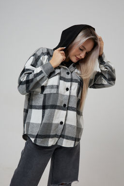 Рубашка женская в клетку с капюшоном РЖКК-01