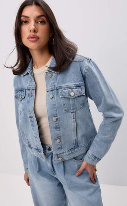 Джинсовая куртка Fine Joyce F312-1237 светло-синяя хлопковая