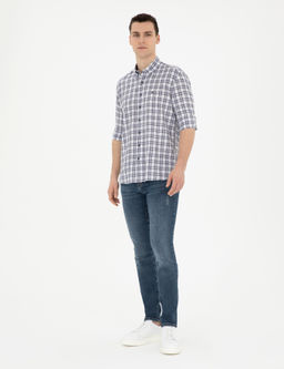 Lacivert Regular Fit Uzun Kollu G_mlek