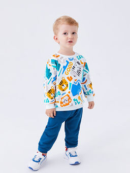 Bisiklet Yaka Bask?l? Erkek Bebek Sweatshirt - Waikiki фото 2