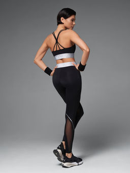 Леггинсы с двойным брендированным поясом и вставками из сетки - NEVERLATE фото 5