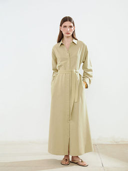 Keten Kar???ml? Kad?n G?mlek Elbise