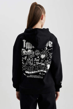 Толстовка из плотной ткани с капюшоном и принтом Cool Oversize - Defacto фото 5