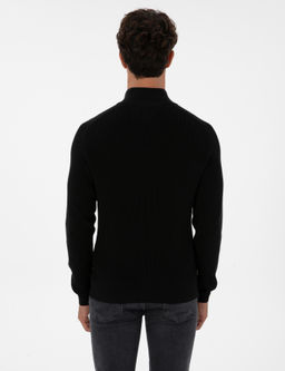 Siyah Slim Fit Dik Yaka Fermuarl_ Triko Kazak - Pierre cardin фото 5