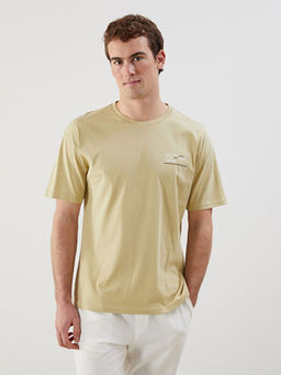 Bisiklet Yaka Bask?l? Penye Erkek Ti??rt