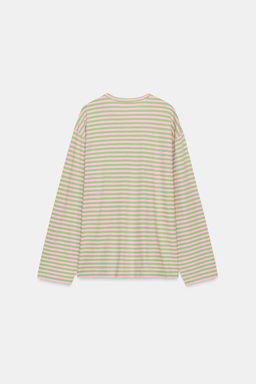 CAMISETA ALGOD?N Y LINO RAYAS / Rosa pastel - Zara фото 33