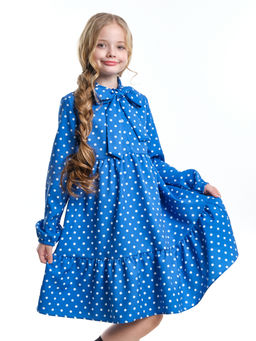 Платье подростковое в горох UD 7014 св.голубой горох - Mini maxi фото 28