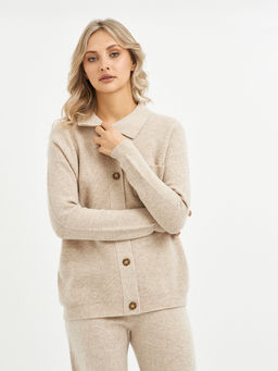 кардиган женский бежевый из шерсти - Glenfield фото 4