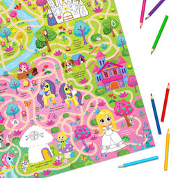 Цена за 6 шт. Раскраска - активити - плакат «Лабиринт в волшебном лесу», с заданиями, 59 × 84 см