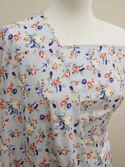 Штапель Премиум Винтажные букетики из роз на св.серо-фиолетовой дымке, 1.45м, вискоза-100% - Купава фото 5