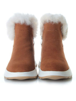 10-M7 BROWN Ботинки зимние женские (натуральная замша, нат.мех и шерсть)