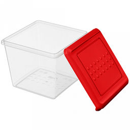 Asti Контейнер для продуктов пластмассовый 1л, 12,4х12,4х10см, квадратный, красный, подходит для СВЧ (Россия) - Домашняя мода фото 3