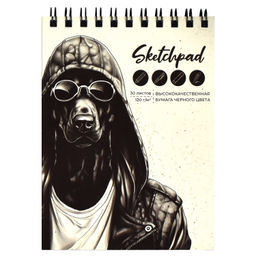 Скетчпад А6 30 л, блок - чёрный офсет 120 г/м?, арт. 67727 КРУТЫЕ ПСЫ /обложка полноцветная печать,