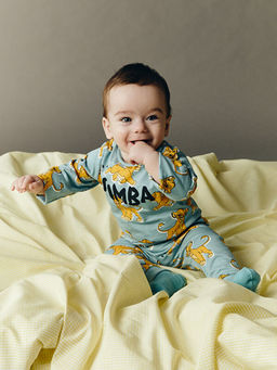 Bisiklet Yaka Aslan Kral Bask?l? Erkek Bebek Tak?m