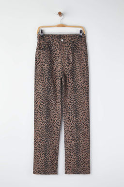 Cok Renkli Leopar Desenli Yuksek Bel Wide Leg Jeans TWOAW26JE00105 - Trendyolmilla фото 5