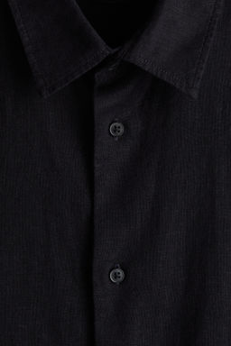 Camisa de manga corta en mezcla de lino Loose Fit - H&m фото 4