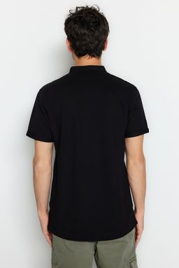 TRENDYOL MAN Siyah Slim Fit Hakim Yaka K?sa Kollu Orme Pike Yazl?k Gomlek TMNSS22GO0025 - Trendyolmilla фото 6