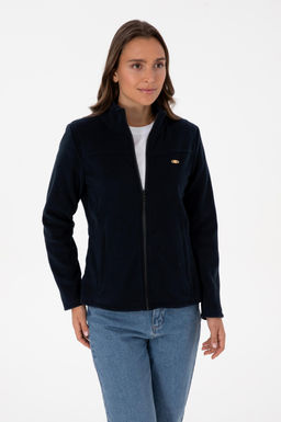 Kad_n Lacivert Fermuarl_ Dik Yaka Polar Sweatshirt - U.s. polo assn фото 3