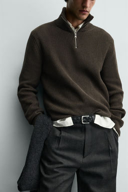 JERSEY PUNTO PERLADO CUELLO CREMALLERA / Chocolate - Zara фото 6