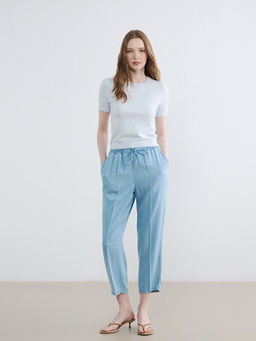 Beli Lastikli Mom Fit Kad?n Jean Pantolon