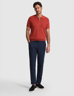 Kiremit Slim Fit Polo Yaka Fermuarl_ Triko Ti__rt