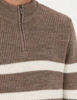 Vizon Melanj Slim Fit Fermuarl_ Dik Yaka Triko Kazak - Pierre cardin фото 7