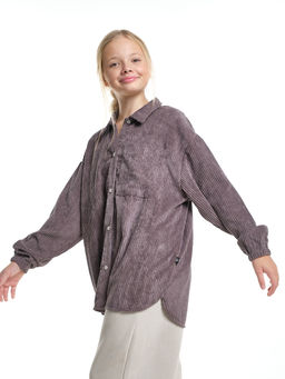 Вельветовая рубашка для девочки 22-7364 бежевый - Mini maxi фото 19