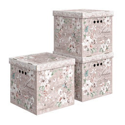 Короб картонный, складной, квадратный, 31.5*31.5*31.5 см, набор 3 шт., JARDIN, шт