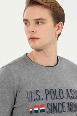 Мужской серый меланжевый трикотаж с круглым вырезом Неожиданная скидка в корзине - U.s. polo assn фото 4
